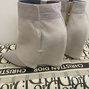 White Leather, suede ankle boots
